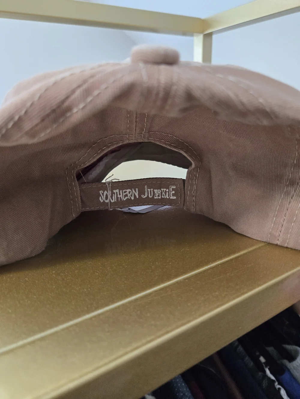 NINA Embroidery Maroon and Tan Womens Distressed Trucker Cap